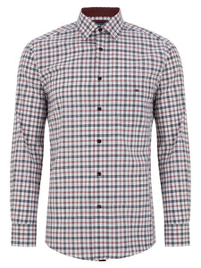 Daniel Grahame Red And White Geneva Long Sleeve Casual Shirt