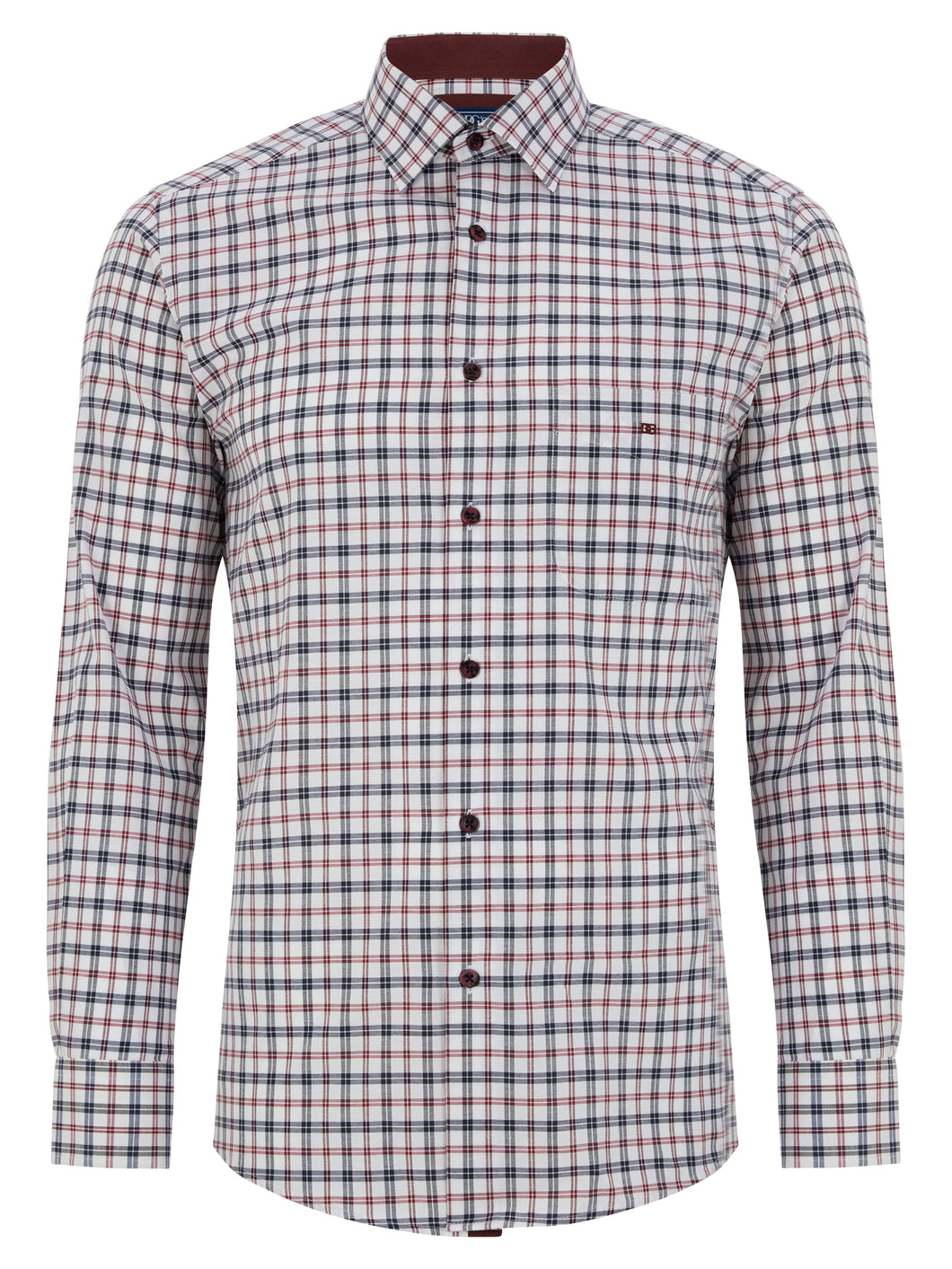 Daniel Grahame Red And White Geneva Long Sleeve Casual Shirt