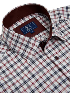 Daniel Grahame Red And White Geneva Long Sleeve Casual Shirt