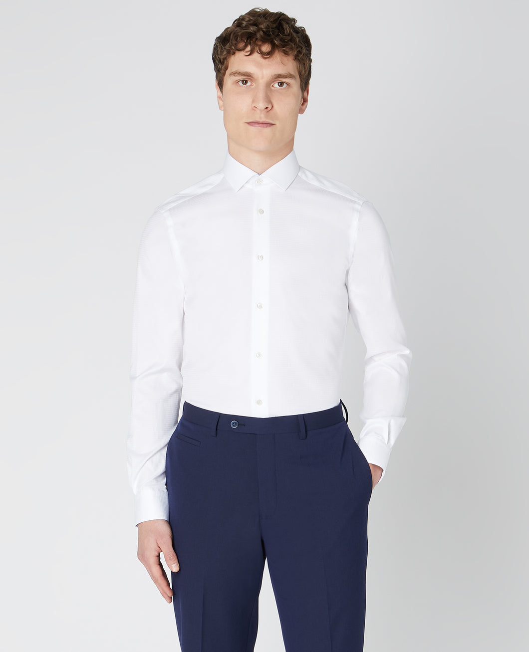 Remus Uomo Slimfit White Sleeve Formal Shirt