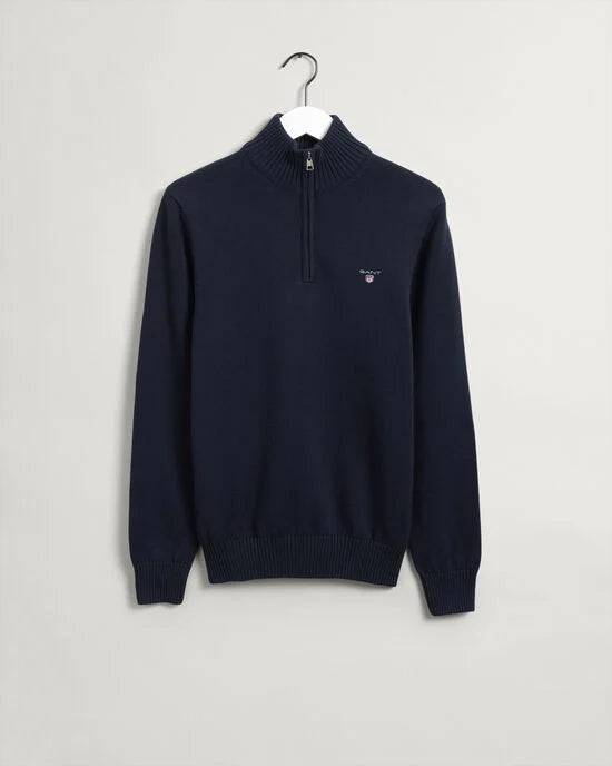 Casual Cotton Half-Zip Sweater Regular fit Ribbed hem and cuffs GANT logo embroidery at chest