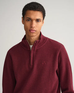D1Texture Half Zip 678 Burgundy Melange