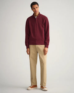 D1Texture Half Zip 678 Burgundy Melange