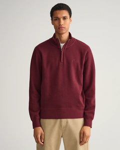 D1Texture Half Zip 678 Burgundy Melange