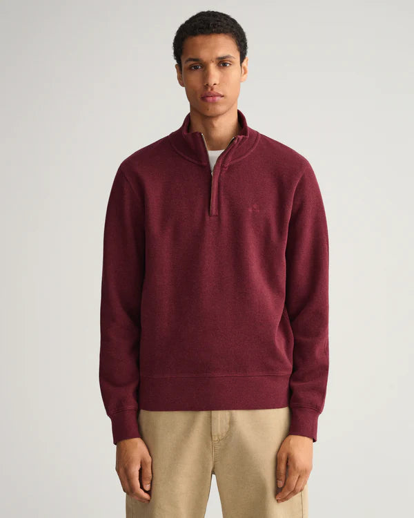 D1Texture Half Zip 678 Burgundy Melange