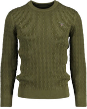 Load image into Gallery viewer, GANT Cotton Cable C-Neck 8030114 Cable Crew 369 Hunter Green
