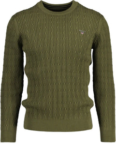 GANT Cotton Cable C-Neck 8030114 Cable Crew 369 Hunter Green