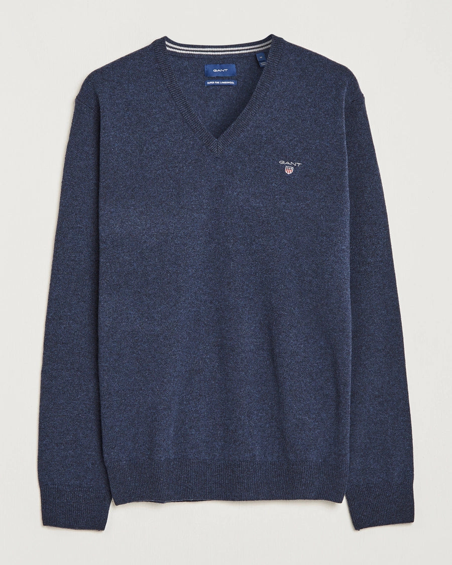 Lambswool V-Neck Pullover  86212/489 Mid Blue
