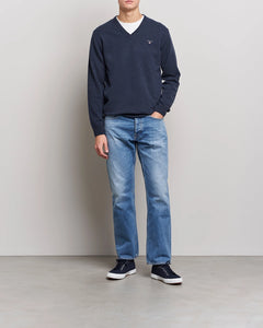 Lambswool V-Neck Pullover  86212/489 Mid Blue