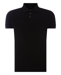 Remus Uomo Black Short Sleeve 3 Button Polo Shirt