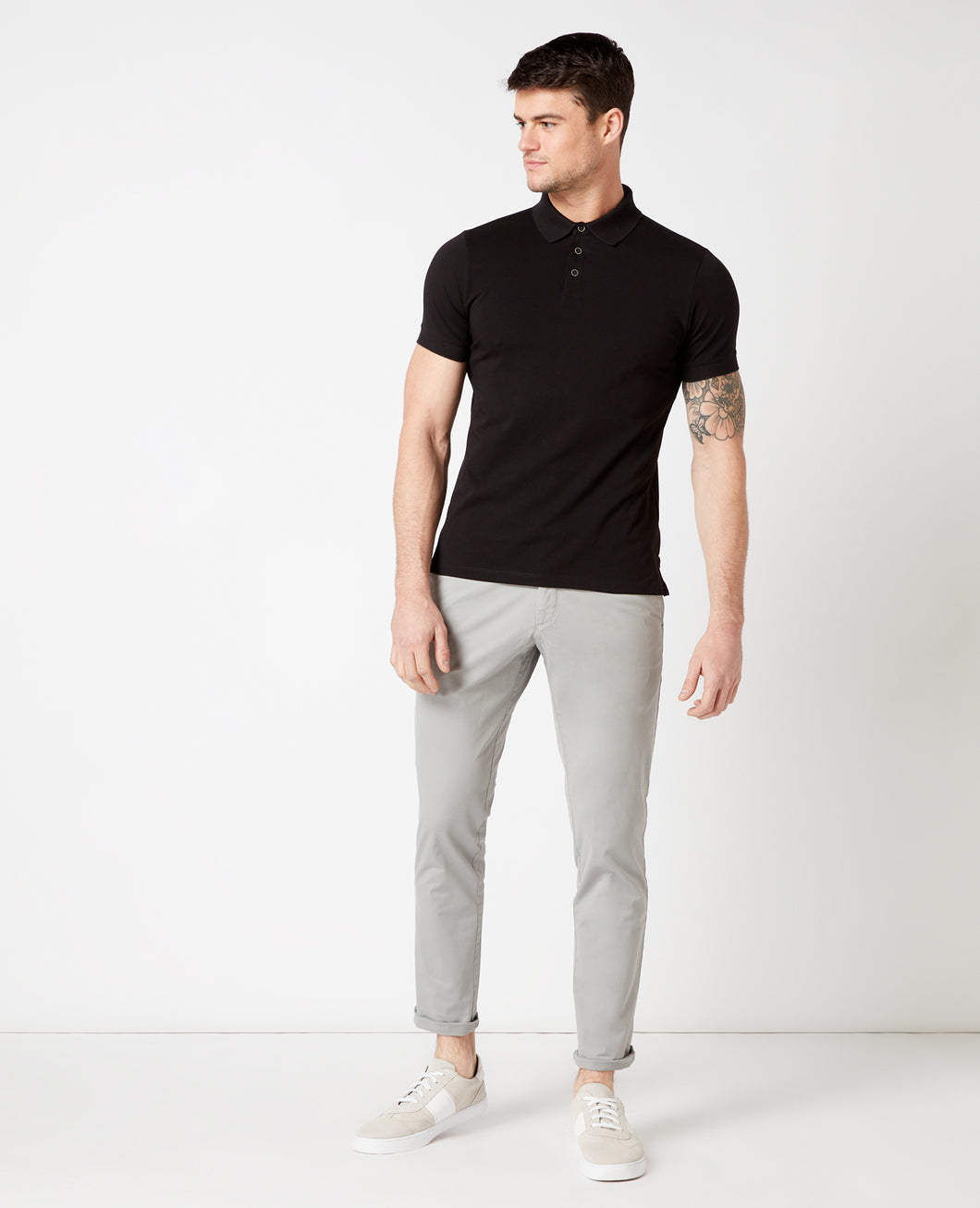 Remus Uomo Black Short Sleeve 3 Button Polo Shirt