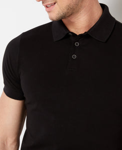 Remus Uomo Black Short Sleeve 3 Button Polo Shirt