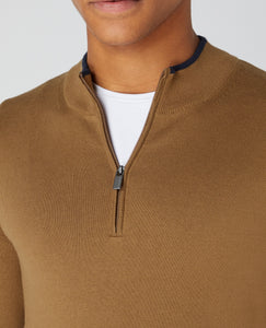 Remus Uomo Brown Long Sleeve Half Zip sweater