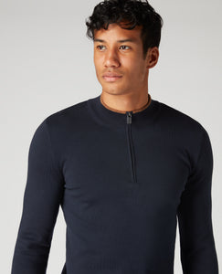 Remus Uomo Navy Long Sleeve Half Zip sweater
