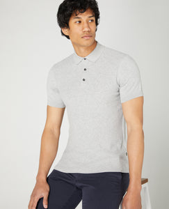 Remus Uomo Light Grey Short Sleeve 3 Button Polo Shirt