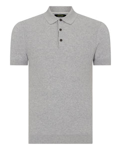 Remus Uomo Light Grey Short Sleeve 3 Button Polo Shirt
