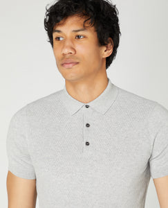Remus Uomo Light Grey Short Sleeve 3 Button Polo Shirt