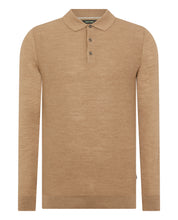 Load image into Gallery viewer, Remus Uomo Light Brown Long Sleeve Polo 3 Button Polo Shirt 58737/43 Camel
