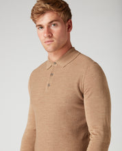 Load image into Gallery viewer, Remus Uomo Light Brown Long Sleeve Polo 3 Button Polo Shirt 58737/43 Camel
