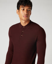 Load image into Gallery viewer, Remus Uomo Dark Red Long Sleeve Polo 3 Button Polo Shirt
