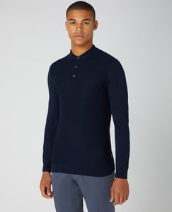 LS Knitted Polo 58737/78 Waffle Navy