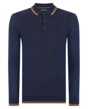 Load image into Gallery viewer, Remus Uomo Dark Blue Long Sleeve Polo 3 Button Polo Shirt
