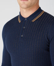 Load image into Gallery viewer, Remus Uomo Dark Blue Long Sleeve Polo 3 Button Polo Shirt
