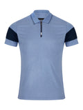 Remus Uomo Short Sleeve Zip Polo Blue