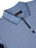 Remus Uomo Short Sleeve Zip Polo Blue