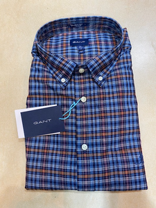 GANT Slim Fit Tech Prep™ Indigo Check Oxford Shirt Style Code. 3016022