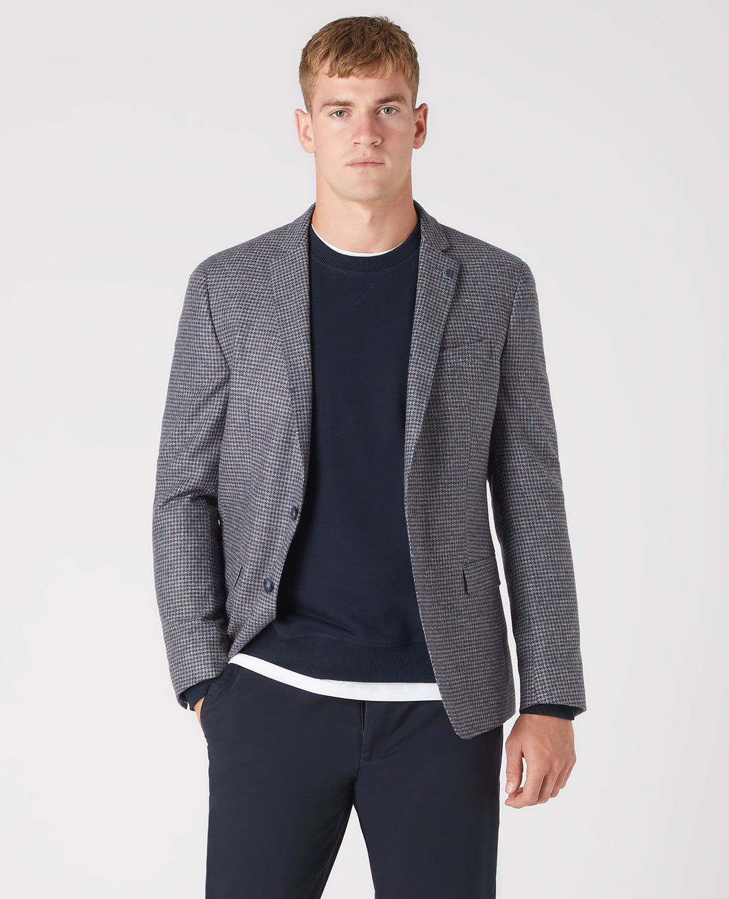 Remus Uomo Light Grey Nico jacket 12368/Check 27 Dark Blue