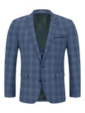 Remus Uomo Slim 3 Piece Suit Blue Check