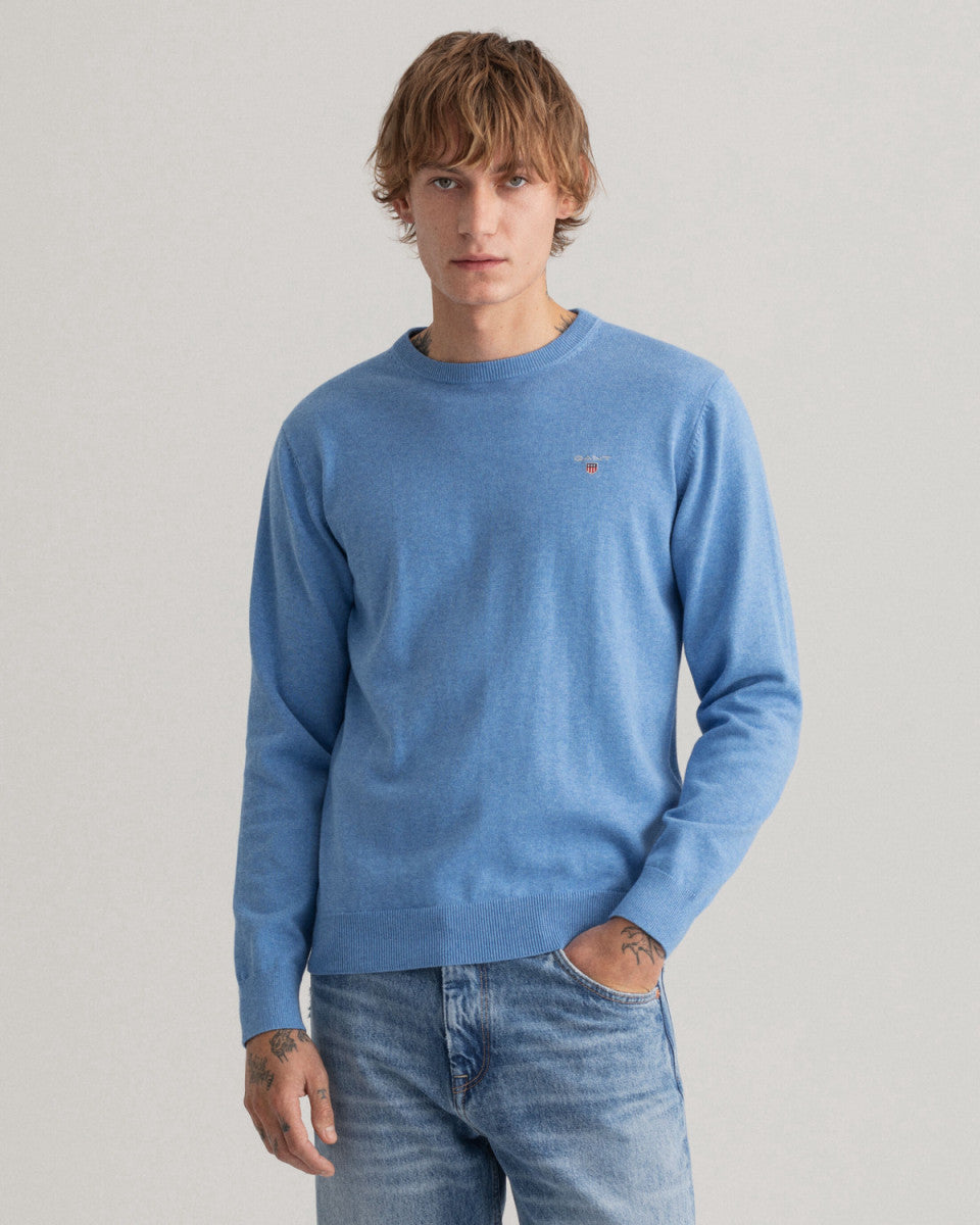 Gant Mens Classic Cotton Crew Neck Sweater Blue 8030551/ 495