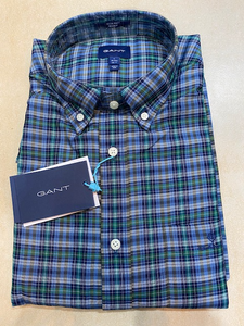 GANT Slim Fit Tech Prep™ Indigo Check Oxford Shirt Style Code. 3016022