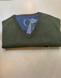 Scotland Blue Vince Cotton V-neck SPE21105VI01SB 340 Pesto