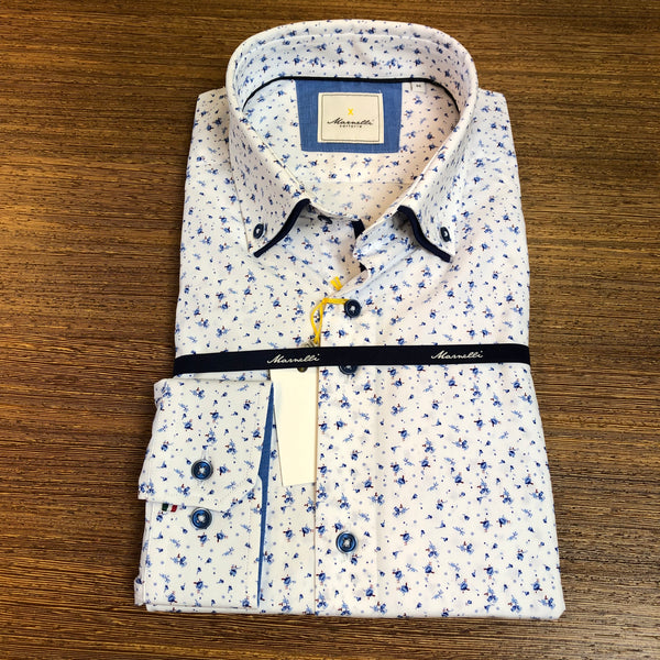 Marnelli Double Collar Shirt White/Blue