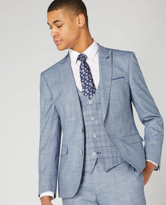 REMUS UOMO MARIO CONTRAST THREE-PIECE SUIT 32189/Slub 23 Light Blue