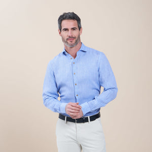 Mens R2 Light Blue Linen Shirt 116.WSP.002/Linen 018