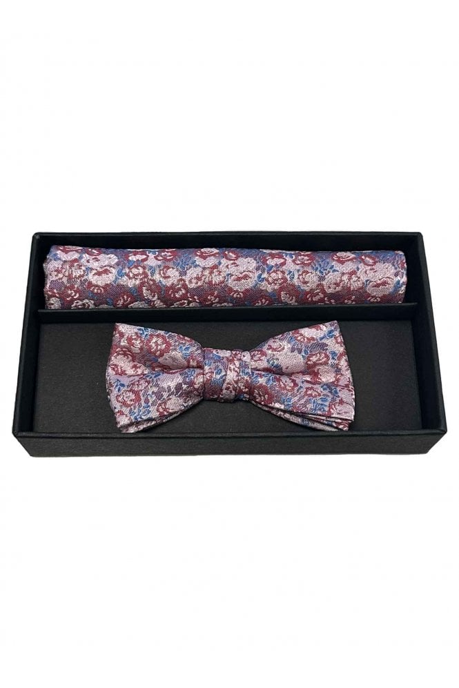 1880 Club Floral Handmade Tie And Pocket Square, Pink Multi WBP4777