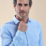 R2 Amsterdam Linen Shirt Light Blue