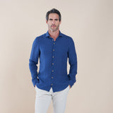 R2 Amsterdam Linen Shirt Dark Kobalt