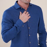 R2 Amsterdam Linen Shirt Dark Kobalt