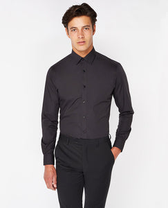 Tapered Fit Cotton-Blend Shirt 18300/Parker 00 Black
