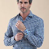 R2 Amsterdam Checked Shirt Navy