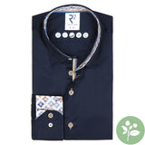 R2 Amsterdam Beige Button Shirt Navy