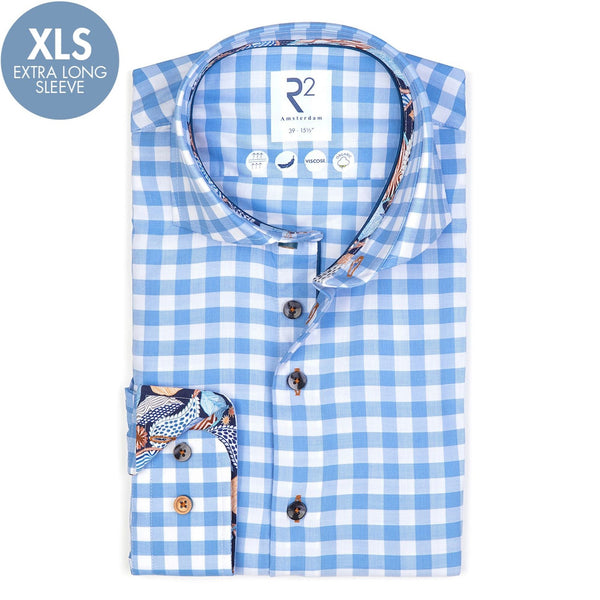 R2 Amsterdam Check Shirt Light Blue