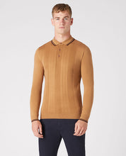 Load image into Gallery viewer, Long Sleeve Knitted Polo 58779/Polo 45 Camel

