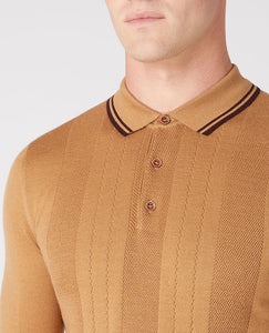 Long Sleeve Knitted Polo 58779/Polo 45 Camel