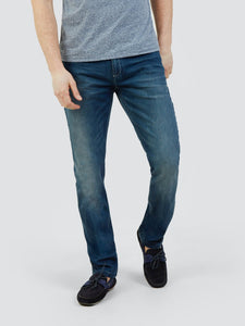 JERRY SLIM, 5 POCKET JEAN, MID BLUE