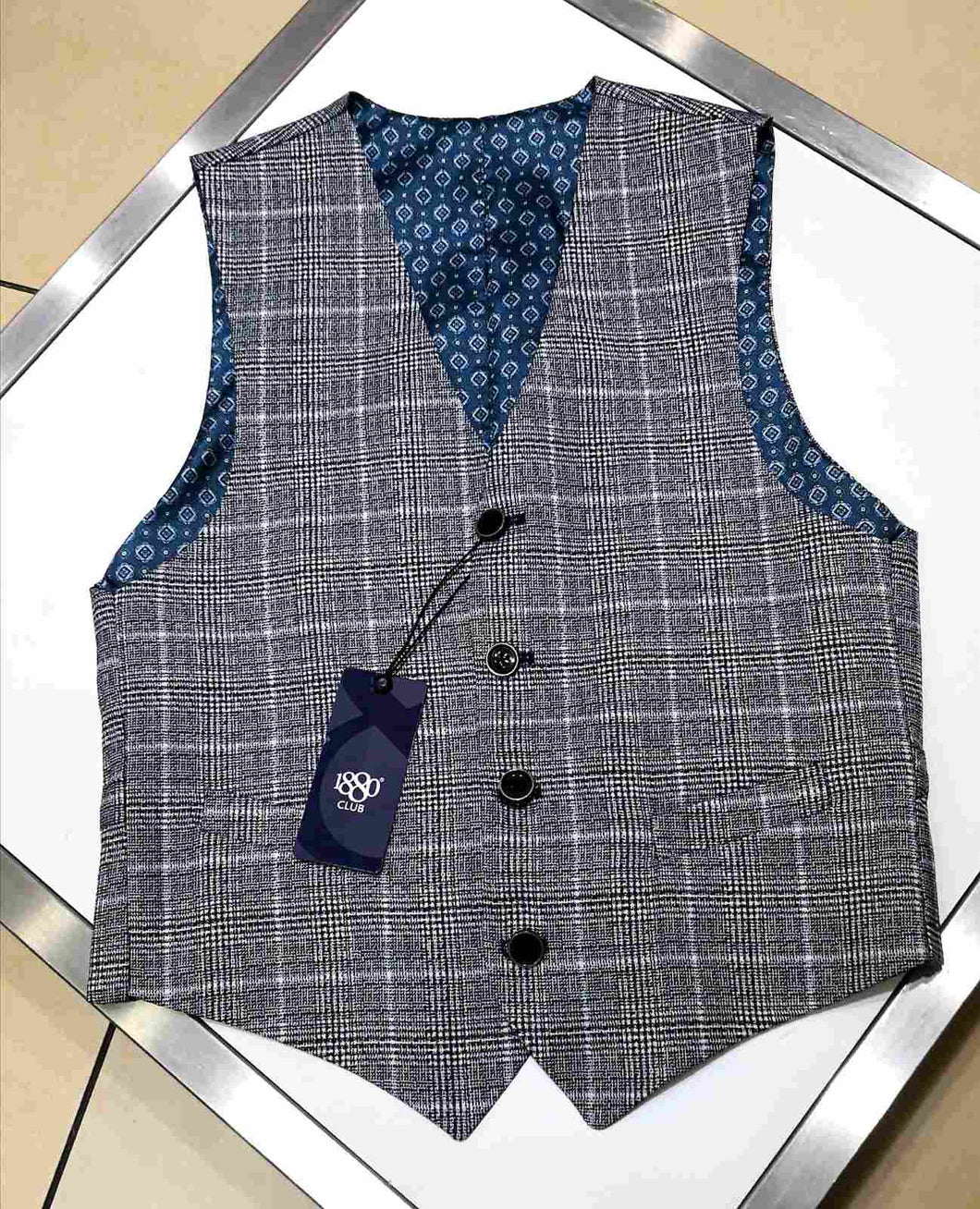 1880 CLUB Boys Doyle Checked Waistcoat  55194